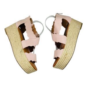 Indigo Rd. Irhaide Womens Espadrille Wedge Sandals Pink Scallop Straps 11M